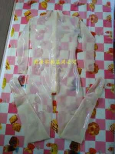 Unisex Latex Full Body Tight Rubber Catsuit Bodysuit Leotard Back Zip Nude XXL - Picture 1 of 4