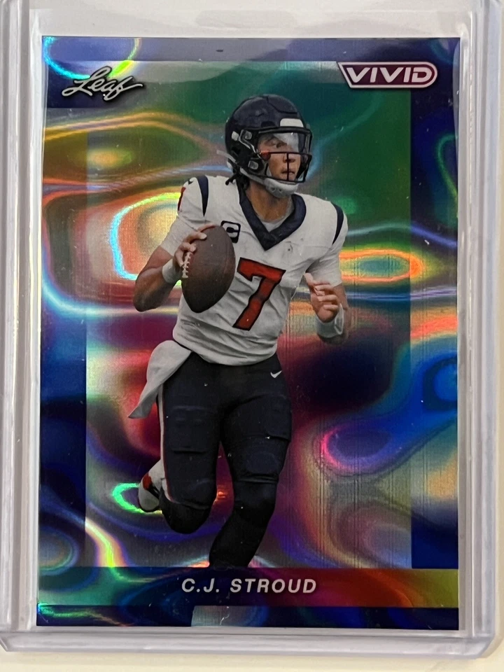 2024 Leaf Vivid Texans CJ Stroud #21 - SSP Navy Blue Lava Prizm Rookie #d 2/7 - Image 1 of 2