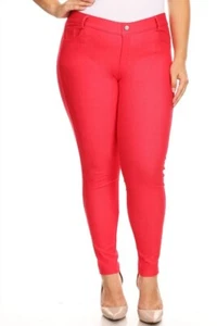 Red XL Cotton-Blend 5-Pocket Skinny Jeggings Pants NEW - Picture 1 of 6