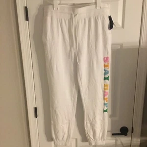 33 Revolutions Womens Extra Small White Designed Sweatpants New XS - Picture 1 of 3