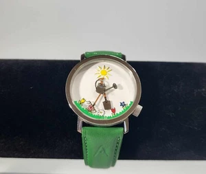 RARE Story Box Akteo Gardner Watch Made in France Green Leather Band Vintage - Picture 1 of 9