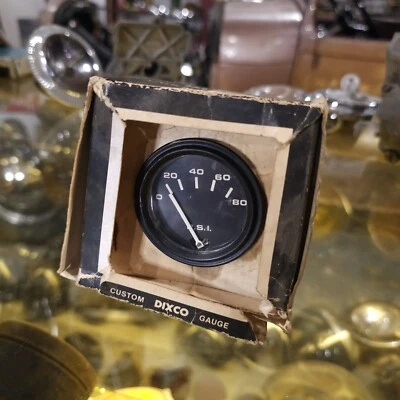 NOS Vintage DIXCO Oil Pressure GAUGE 2" Hot Rod Muscle Car dash old Day 2 gasser - Image 1 of 4