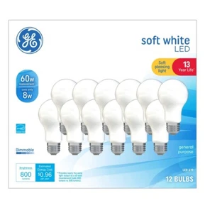 (24 Pack) GE Soft White LED Light Bulbs 60 watt - 13 Year Life - Picture 1 of 2