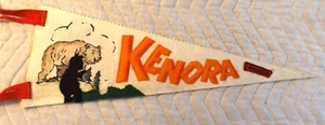 VINTAGE 1960s KENORA ONTARIO CANADA PENNANT 17" SOUVENIR BEAR - Picture 1 of 3