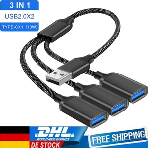 USB-C Splitter 3 Port Laden TypC 3in1 Splitter Kabel USB-A Buchse TypC auf USBA - Afbeelding 1 van 8