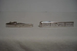 Barra de corbata con clip SWANK 2 1/16" y 1 1/2" acabado mate tono plateado vintage - Imagen 1 de 11