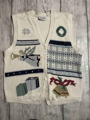 Vintage The Villager Christmas Themed Knitted Waistcoat - Image 1 of 4