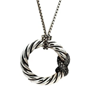 David Yurman Starlight Diamond X Circle Pendant Necklace - Picture 1 of 10