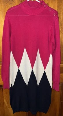 Vintage 90s Sweater Dress 100%  Size M Retro Liz Claiborne Red White Blue - Image 1 of 4