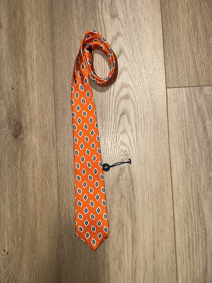 Polo Ralph Lauren Boys 100% Silk Blue Orange Striped Repp Tie Italy - Image 1 of 4