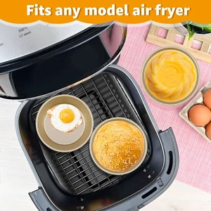 4Pcs Air Fryer Egg Moulds Non-Stick Air Fryer Egg Tin Reusable Round Cake ClkcR - Picture 1 of 11