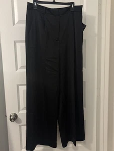 Bar III x Sofia Richie Black Satin High Waisted Wide-Leg Pants SZ 12 Dressy NWT - Picture 1 of 14