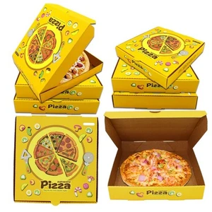 12 PCS Pizza Boxes, 7 x 7 Inch Kraft Corrugated Pizza Boxes Printing Cardboar... - Picture 1 of 7
