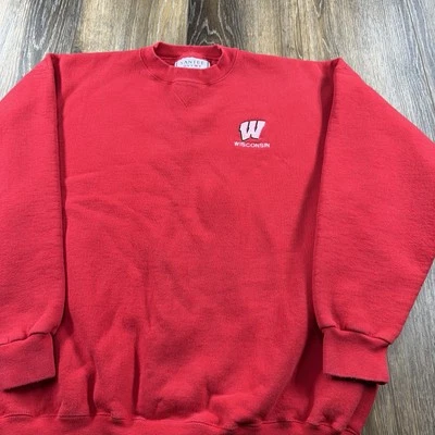Vintage Wisconsin Badgers Sweatshirt Mens XL Red NCAA Football Bucky Sweater USA - Image 1 of 4
