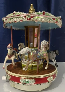 Mr Christmas Holiday Go Round musikalisch animiertes Karussell Pferde 10" funktioniert Batterie - Bild 1 von 9