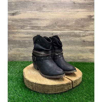 Jellypop женщин - размер 9 М - черный ремень искусственной кожи лодыжки молнии ботинки  - Изображение 1 из 4