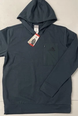ADIDAS Pocket Fleece Hoodie Mens Pullover Sweatshirt NAVY BLUE (INK) Logo MEDIUM - Image 1 of 4