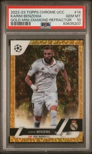 Topps Chrome UCC Karim Benzema /50 Gold Mini Diamond Refractor PSA 10 GEM MINT - Picture 1 of 2