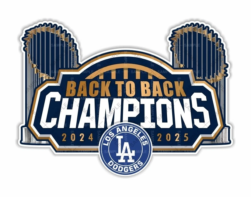 Los Angeles Dodgers 2024 - 2025 Back to Back Champions Precision Cut Decal - Image 1 of 1