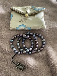 Honora Collection Zuchtperlen 3 Armbänder Pfau grau Stretch Barock Neu - Bild 1 von 18