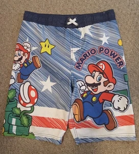 Super Mario Bros. Badehose Jungen blau rot Kordelzug Large 10-12 - Bild 1 von 4