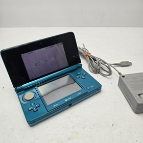 Nintendo 3DS Console Aqua Blue w/ Charger No Stylus - Tested Working 