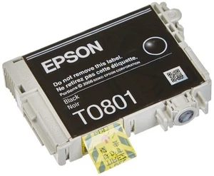 EPSON T0801 7.4 ml Ink Cartridge, Black, Genuine Single pack - Afbeelding 1 van 4