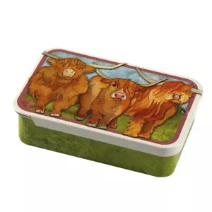Emma Ball HIGHLAND COOS pocket tin, small notions tin - Picture 1 of 1