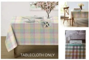 Town Country Easter Tablecloth Spring Jubilee Gingham Pastel Plaid Oblong 60x104 - Picture 1 of 14