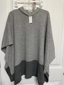 Jigsaw Poncho Wool Cashmere Blend One Size Fits All Grey/ Dark Grey NWT - Picture 1 of 9
