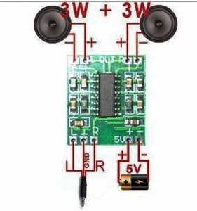 Integrierter Klasse D Audio-Verstärker (Modul) 2x3W (6W) bei 5V (USB) PAM8403 ## - Bild 1 von 6