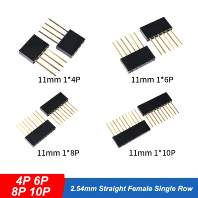 4P 6P 8P 10P Straight Female Single Row 2.54mm Header Strip PCB Connector - Image 1 of 4