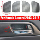 4pc Carbon Fiber Look Inner Door Handle Bowl Cover Trim For Honda Accord 2013-17