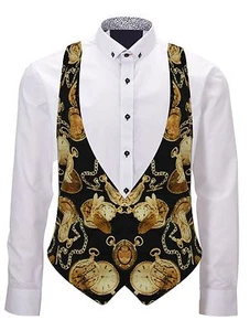 Unisex Father Time Steampunk Clockwork Backless Adults Waistcoat Fancy Dress - Picture 1 of 1