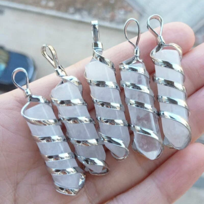 5 piezas Gemas de cuarzo de roca natural piedra colgantes de curación chakra reiki amuleto de curación Foto 1 de 3