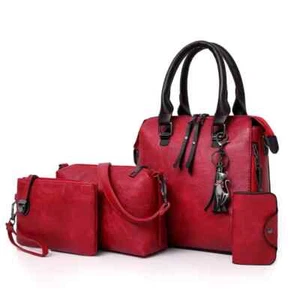 4Pcs Set of Women's PU Shoulder Handbags,Lady Messenger Tote Bags,Satchels,Purse - Picture 1 of 11