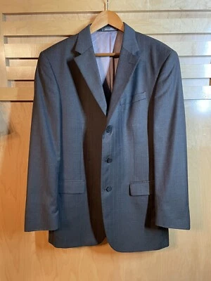 Blazer Oscar De La Renta Hombre Gris Dorado Rayas 100% Lana 3 Botones 42L Foto 1 de 4