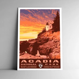 Acadia Nationalpark Reiseposter/Postkarte Maine USA mehrere Größen - Bild 1 von 4