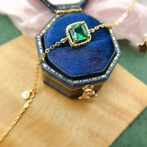 Women's Emerald Bracelet 925 Sterling Silver Chain Bracelet
