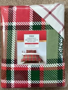 New Christmas Duvet Cover Set King Size Brushed Cotton Red Green Reversible - Picture 1 of 16