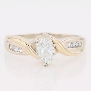 .78ctw Diamond Solitaire w/ Accents Engagement Ring 14k Multi-Tone Gold Size 9.5 - Picture 1 of 8
