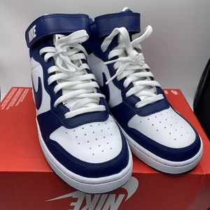 Nike Court Borough Mid 2 (GS) White Blue CD7782 107 Size 6Y/ Women’s Size 7.5 - Picture 1 of 8