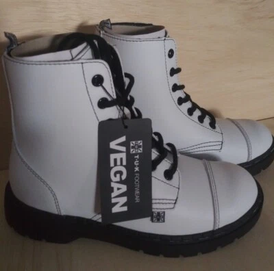 T.U.K. White TUKskin 7-Eye Capped Toe Boots - Image 1 of 4