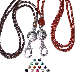 Beaded Necklace Lanyard holder work id badge, with pearls color choice - Bild 1 von 16