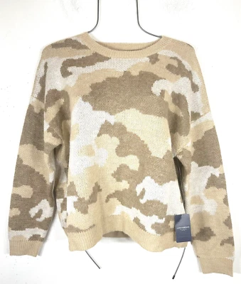 Suéter para mujer Lucky Brand L marrón camuflado mezcla de lana cuello redondo sudadera con etiquetas Foto 1 de 4