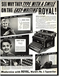 1937 ROYAL Typewriter Original Print Ad ~ Fast Ship ~ Regal Manual - Picture 1 of 1
