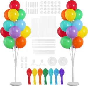 2 Set 52In Balloon Column Stand Kit with Colorful Balloons, Base and Pole, Ballo - Picture 1 of 6