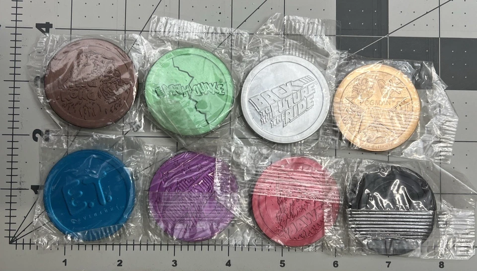 Vintage Mcdonalds Universal Studios Pogs Slammers Complete Set Of 8 1994 - Image 1 of 4