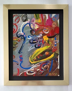 PETER MAX + POP ART + 1970'S SIGNED PRINT + NEW GOLDEN FRAME$ - Picture 1 of 3