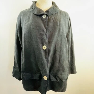 Oska Size 12 M 2 Charcoal Grey Linen Jacket Coat German Designer - Image 1 of 4